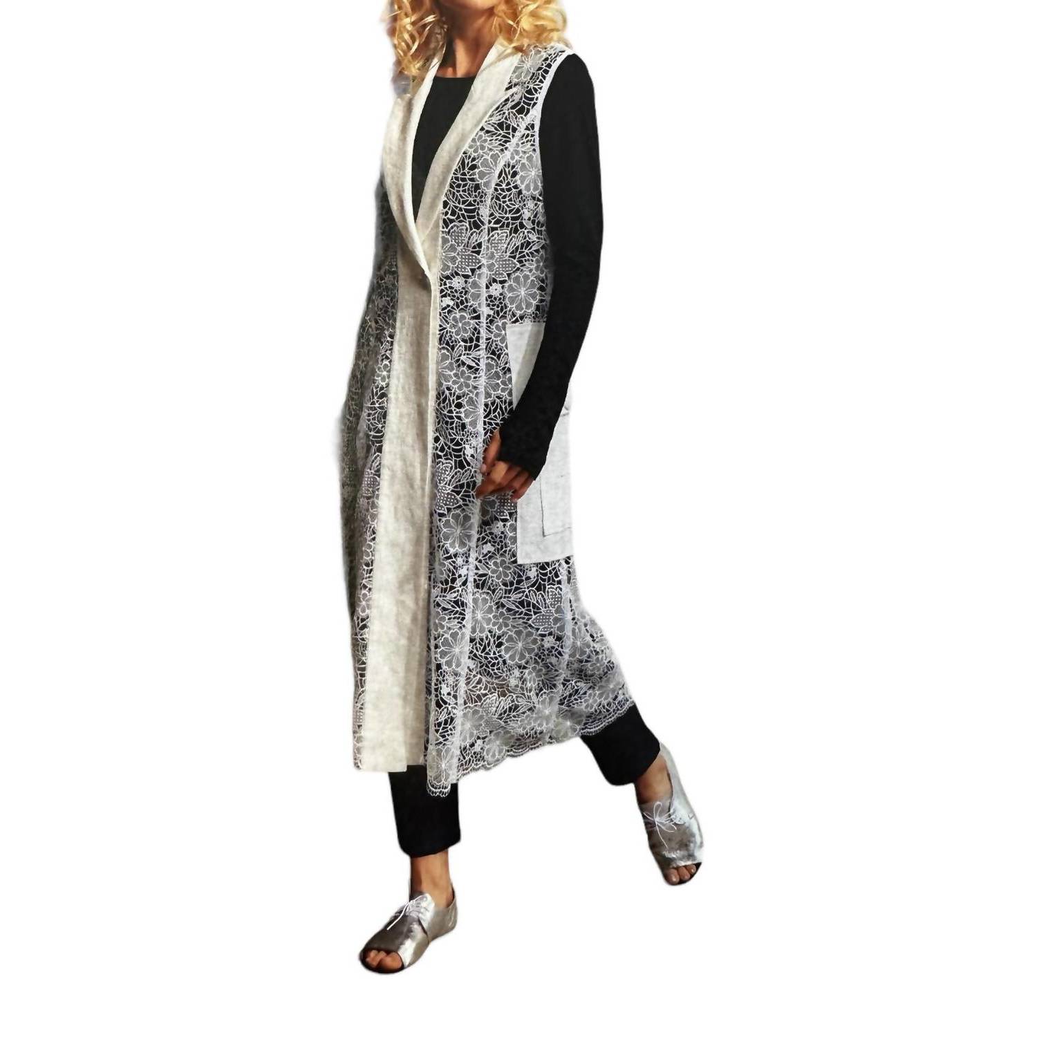 New Ny 77 Design Alise Lace Waistcoat In White